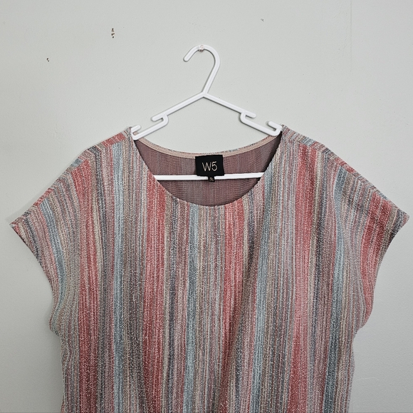 Anthro W5 Woven Multicolor Tie Knot Top - Picture 2 of 8